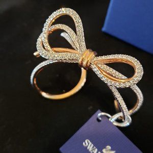 Swarovski -  Bow Cuff Bracelets with Swarovski Crystals / Rose Gold Plated
